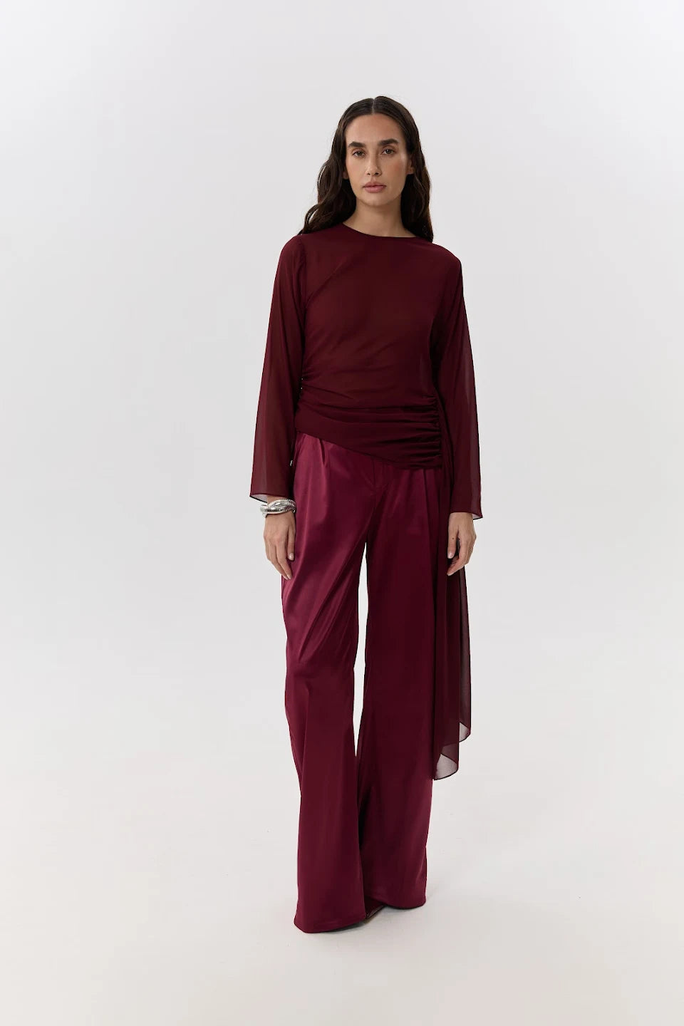 Pleated Satin Pants