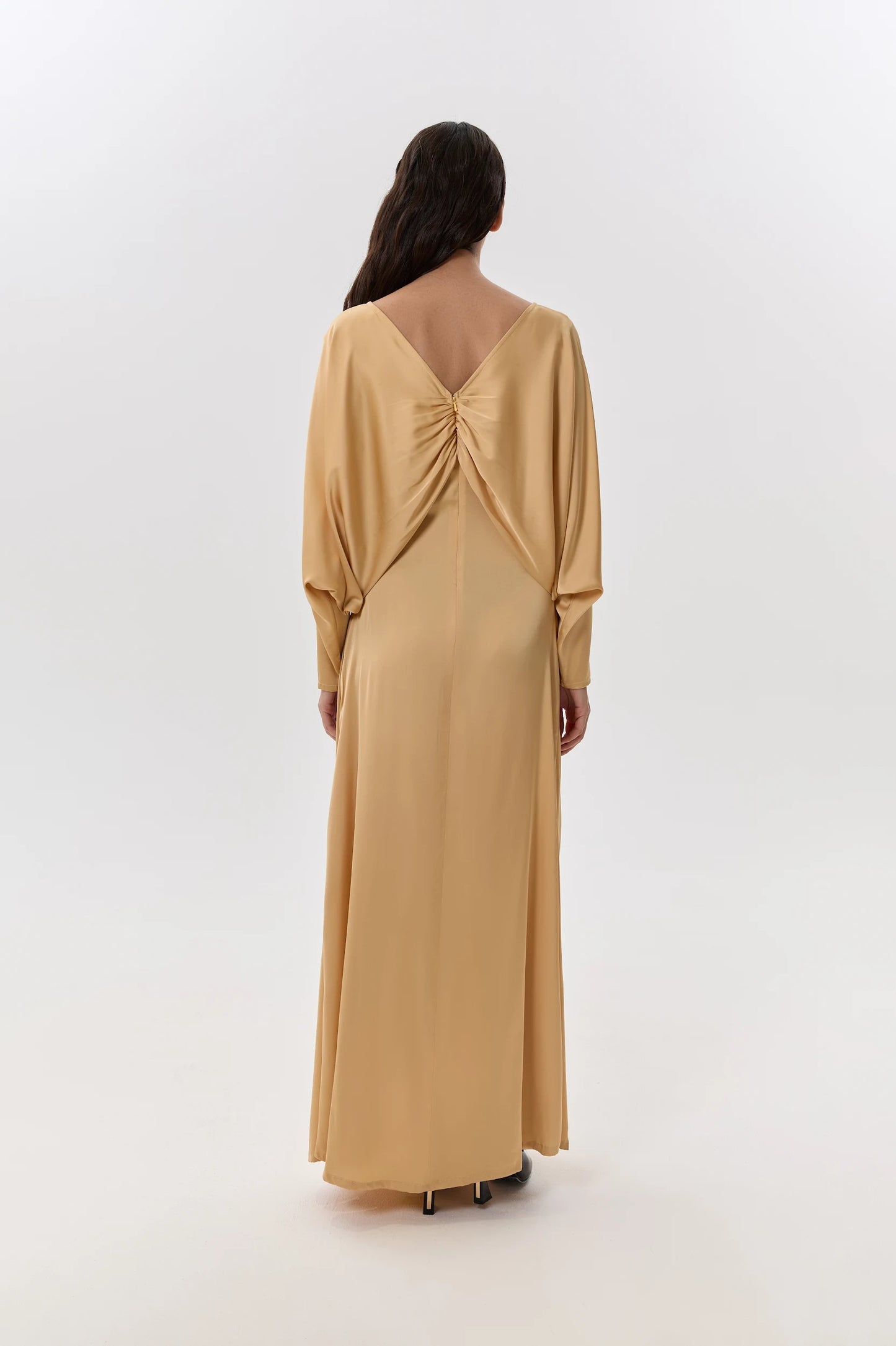 Fluid Golden Maxi Dress