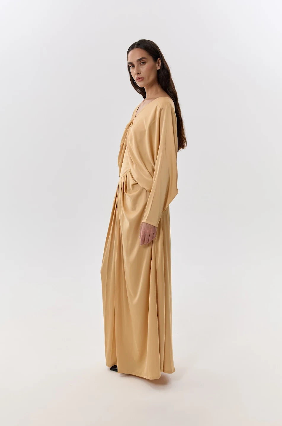 Fluid Golden Maxi Dress