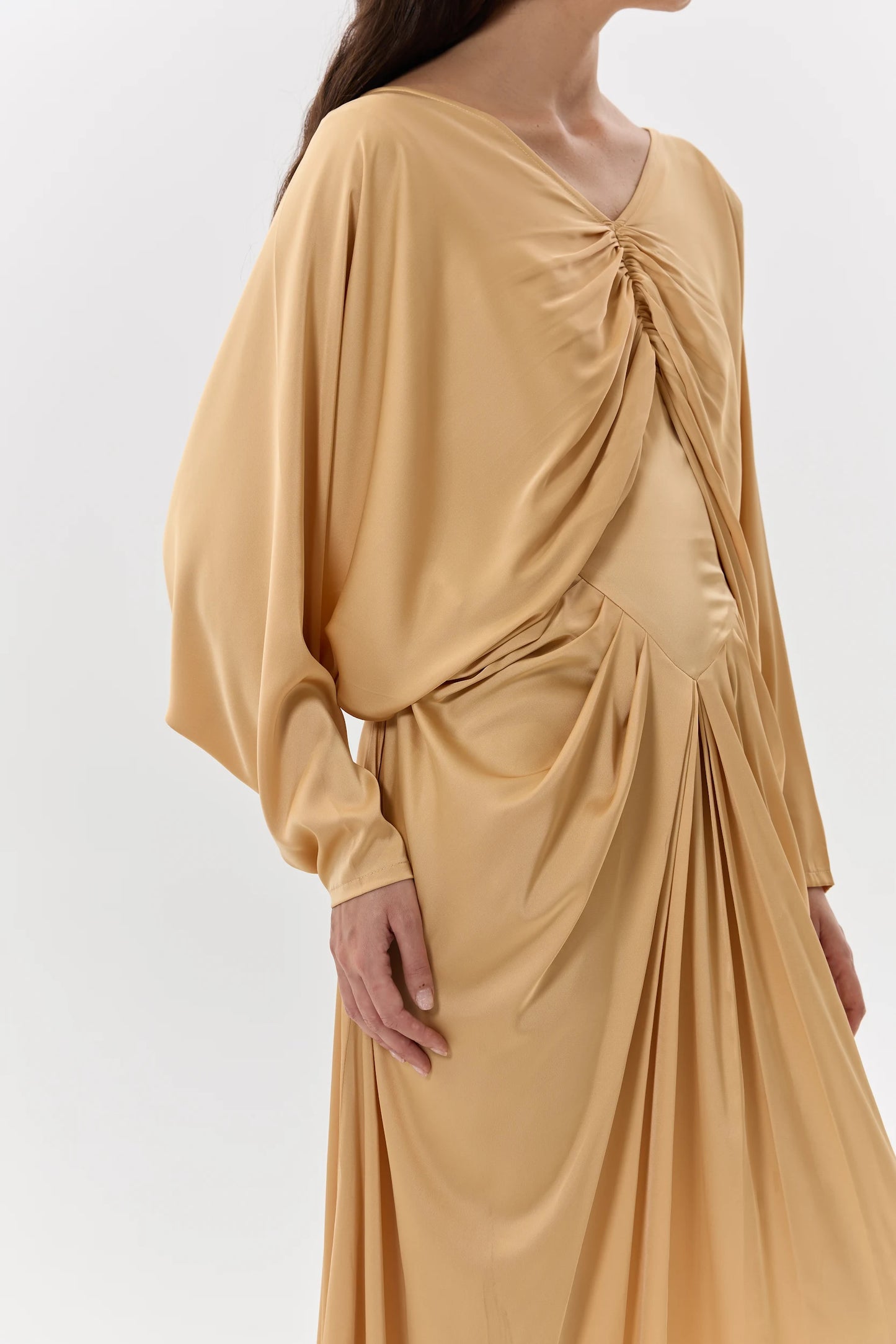 Fluid Golden Maxi Dress