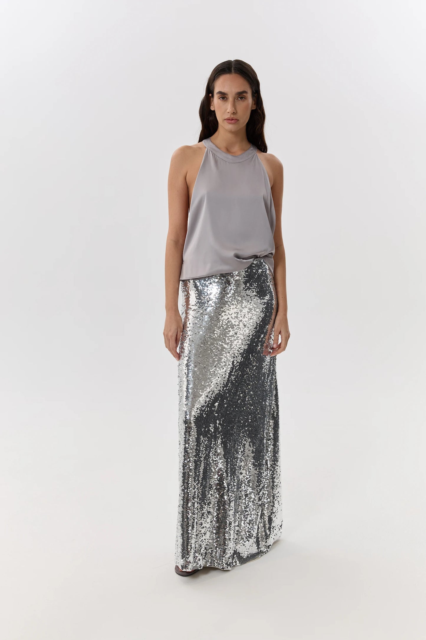 Backless Silk Halter Top