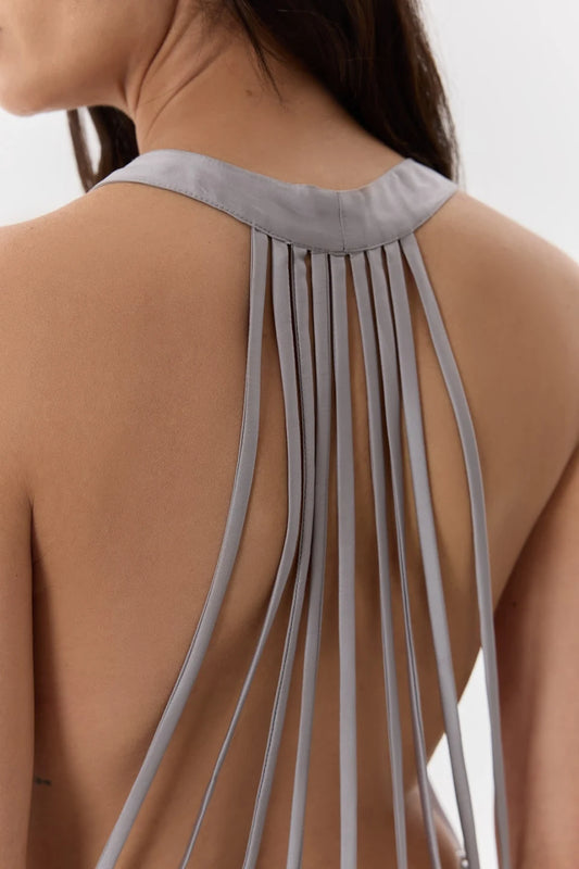 Backless Silk Halter Top