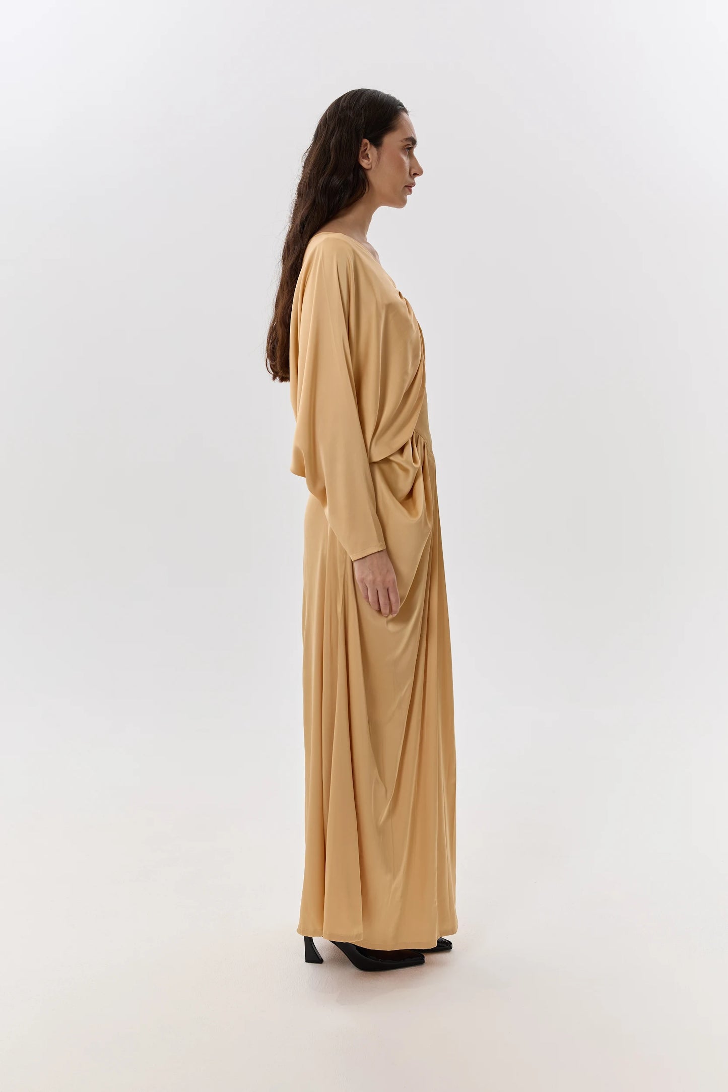 Fluid Golden Maxi Dress