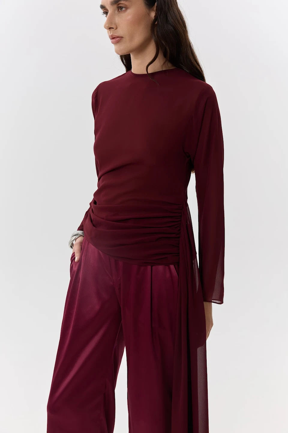 Pleated Satin Pants